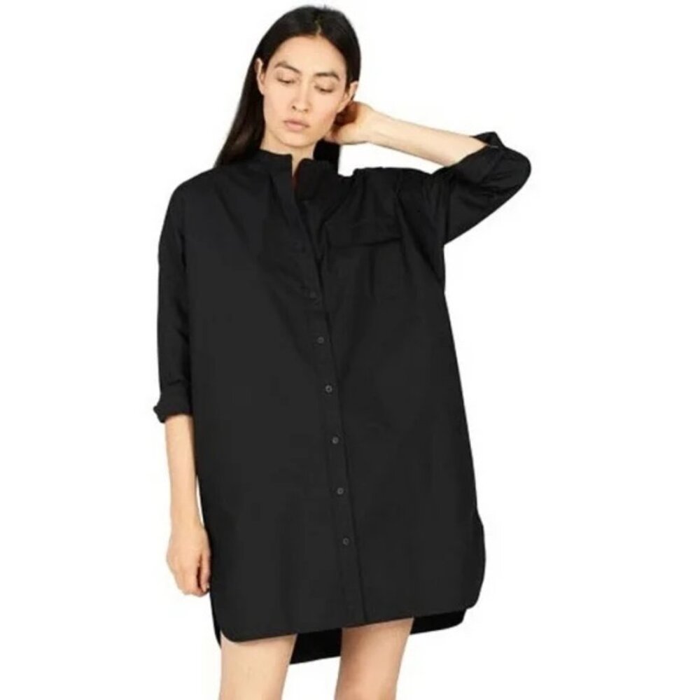 Everlane - Cotton Poplin Oversized Utility Shirt Dress in Black